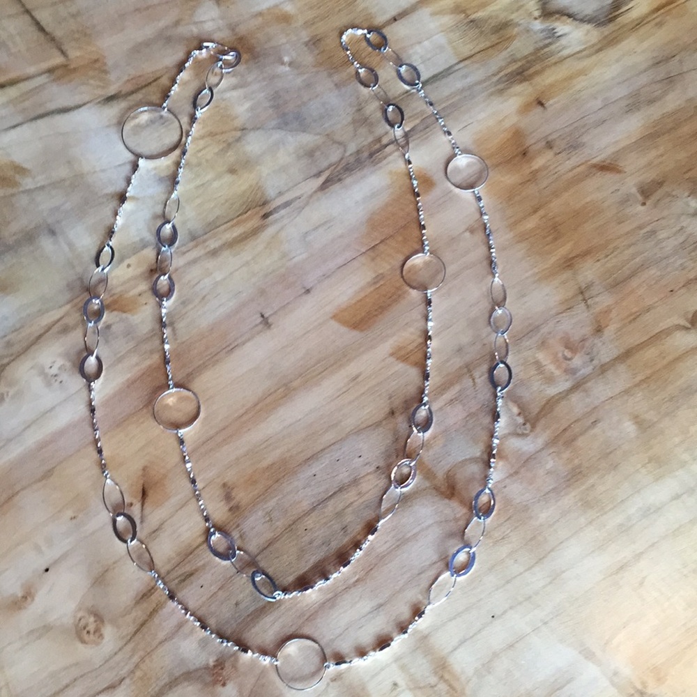 30” long silver necklace